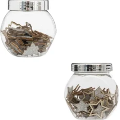 ACCESSOIRE BOCAL FORME BOIS PAILLETTE ARGENT