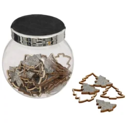 ACCESSOIRE BOCAL FORME BOIS PAILLETTE ARGENT