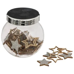 ACCESSOIRE BOCAL FORME BOIS PAILLETTE ARGENT