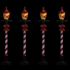 ACCESSOIRE VILLAGE DE NOEL 4 LAMPADAIRES 4LEDS BLANC CHAUD