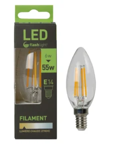 AMPOULE LED 4 FILAMENTS BOUGIE E14 6W