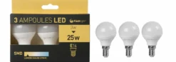 3 AMPOULES LED BOULE E14 3W