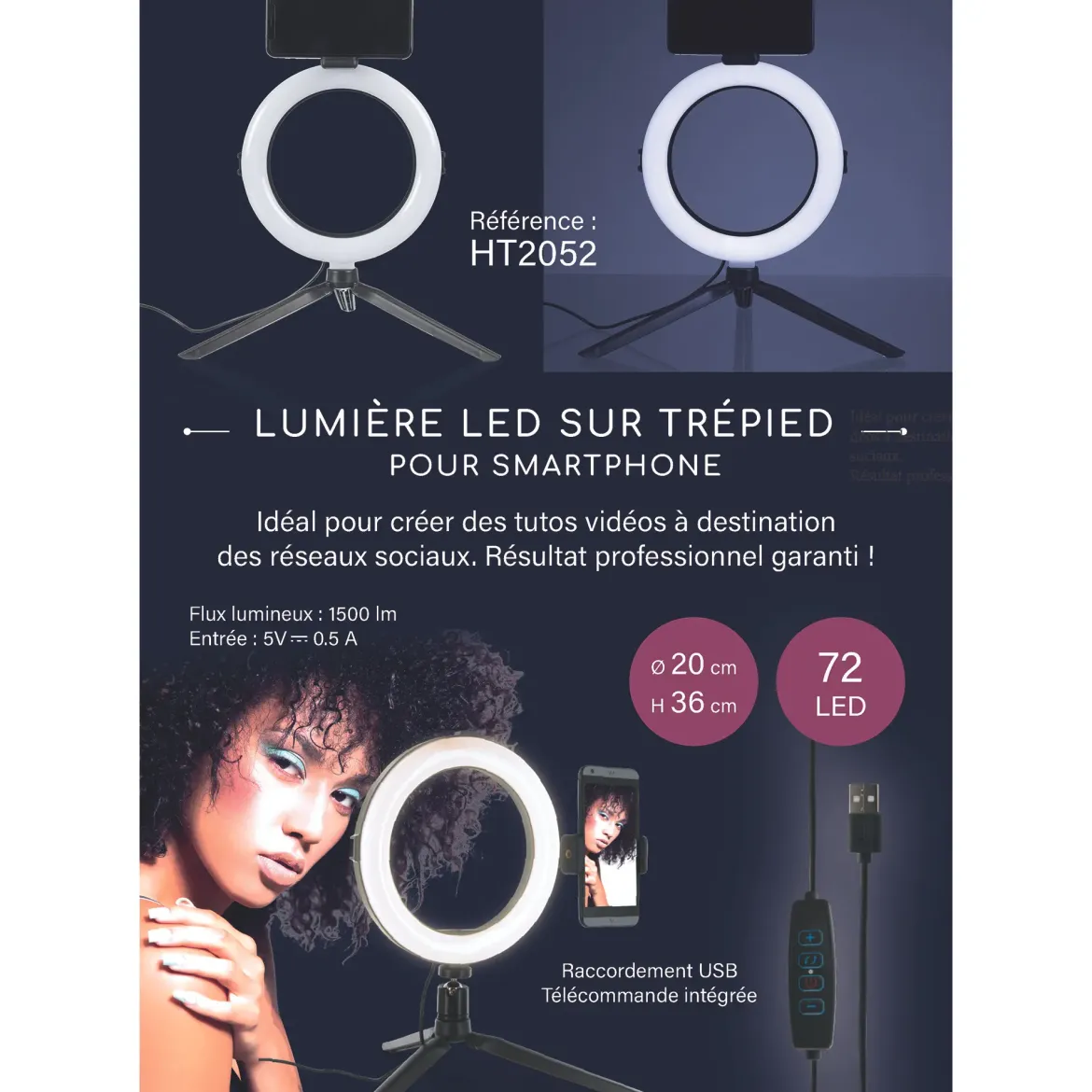 ANNEAU LED TREPIED POUR PHOTOS ET VIDEOS