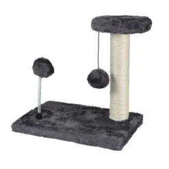 ARBRE A CHATON AVEC JOUETS 28CM GRIS