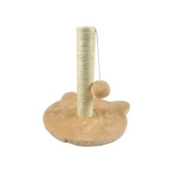 ARBRE A CHATON SOCLE TETE DE CHAT ET JOUET 30X33CM ECRU