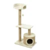 ARBRE A CHAT 2 PLATEFORMES AVEC NICHE ET JOUET H.100CM