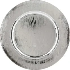 ASSIETTE DE PRESENTATION RONDE BOIS ARGENT 33CM