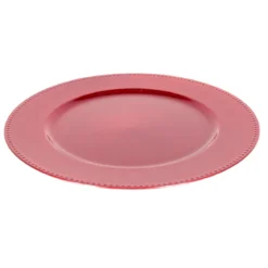 ASSIETTE RONDE CREUSE ROUGE BORD POIS 33X1.5CM