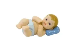 BEBE ALLONGE EN RESINE BLEU