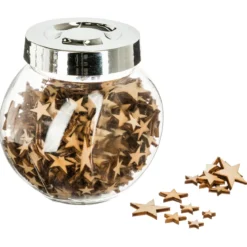 BOCAL DECO BOIS ETOILES FLOCONS