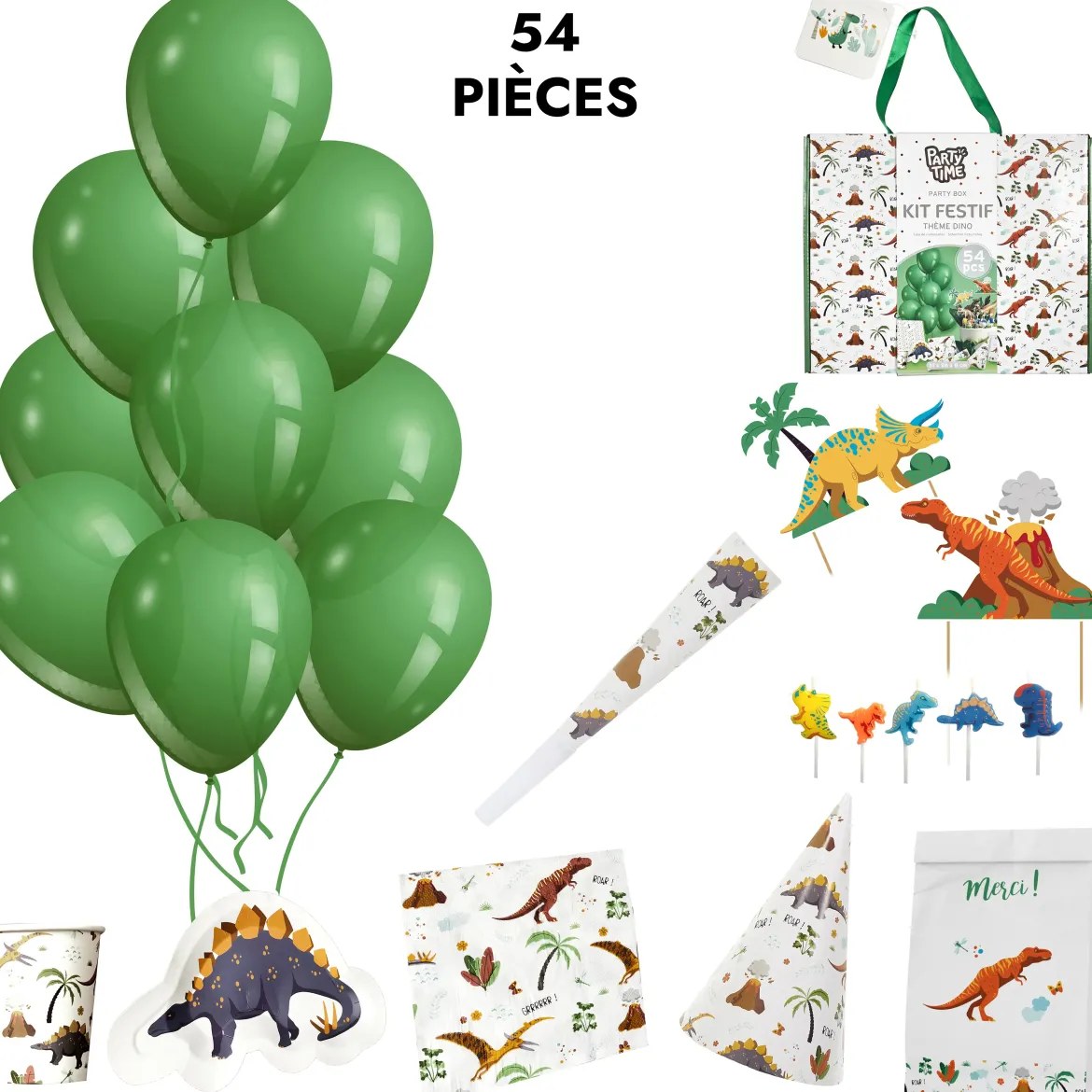 BOITE ANNIVERSAIRE DINOSAURE 53 PIECES