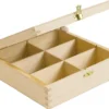 BOITE A THE BOIS 6 COMPARTIMENTS 21 X 21 X 8.5 CM