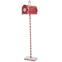 BOITE AUX LETTRES NOEL 27X14X100CM METAL ROUGE