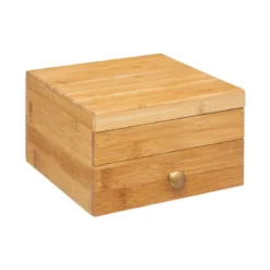 BOITE BIJOUX BAMBOU D.15X15X9.5CM