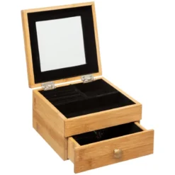 BOITE BIJOUX BAMBOU D.15X15X9.5CM
