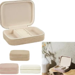 BOITE BIJOUX VELOURS COTELE RECTANGLE