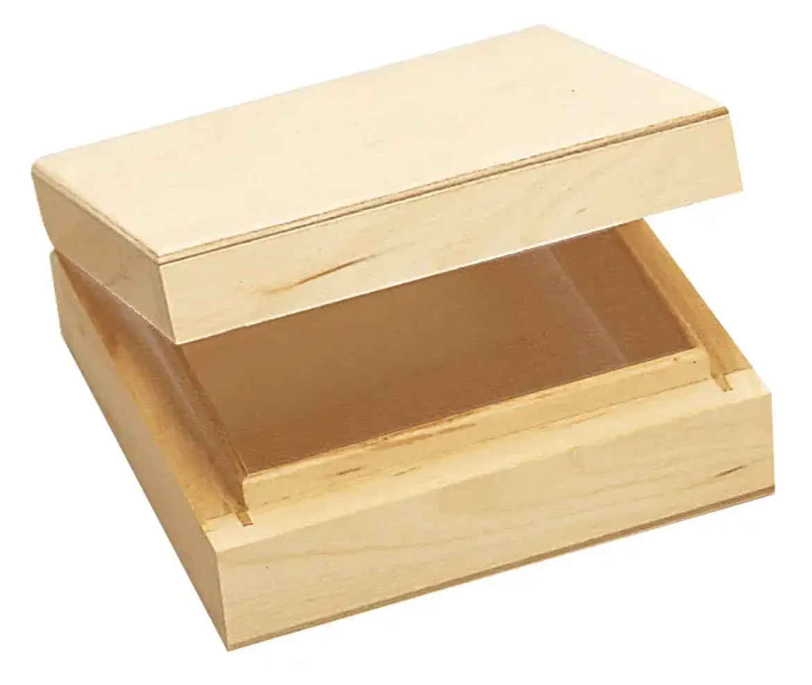BOITE BOIS CARREE 10 X 10 X 3.7 CM