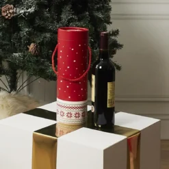 BOITE CADEAU BOUTEILLE NOEL 10X10X35CM