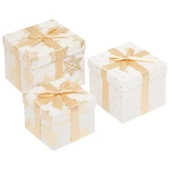 BOITE CADEAU OR BLANC D.15X15X12CM