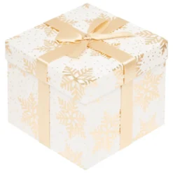 BOITE CADEAU OR BLANC D.13X13X11CM