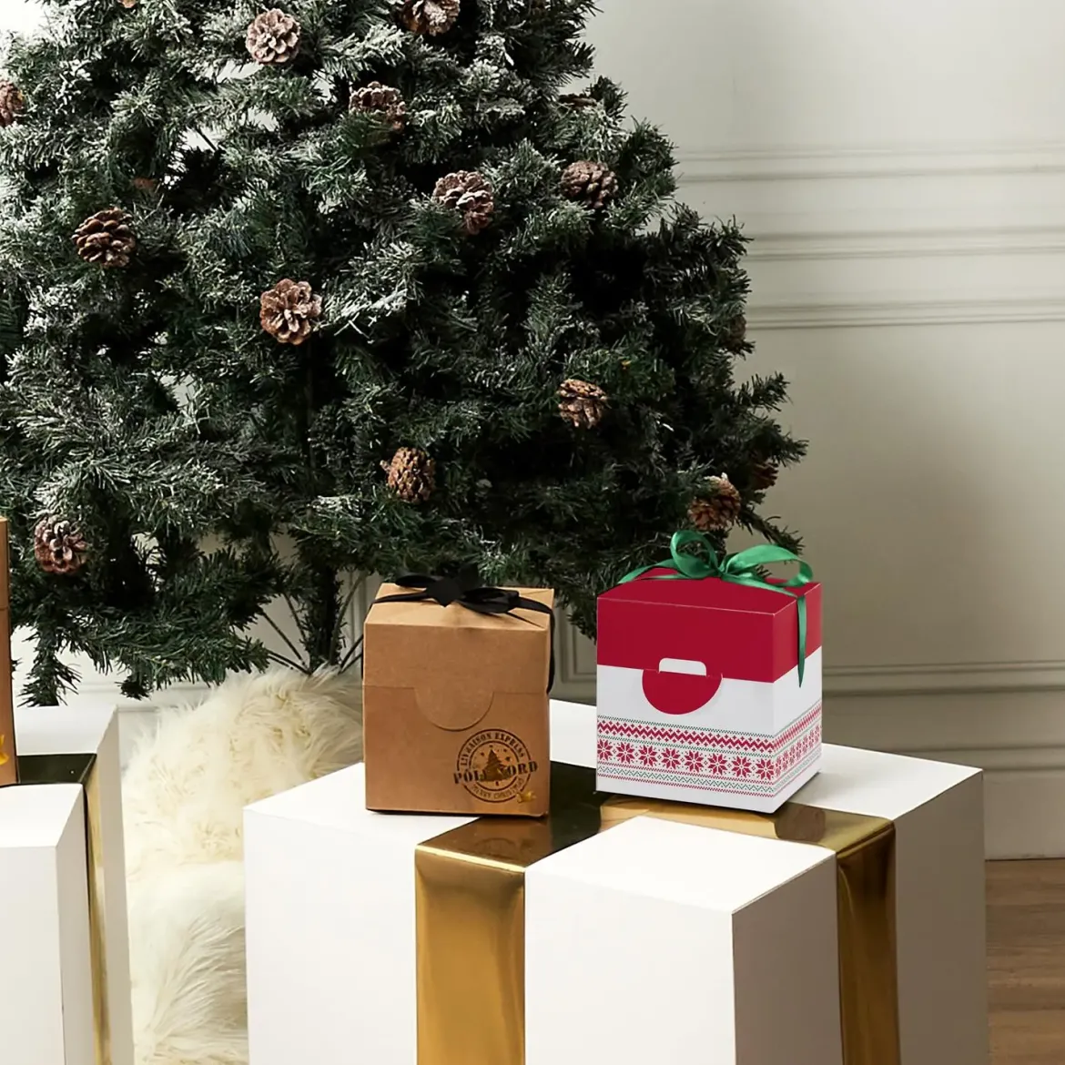 BOITE CADEAU PLIABLE NOEL 13X13CM