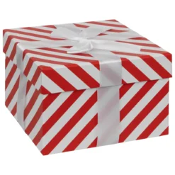 BOITE CADEAU ROUGE ET BLANC D.11X11X9CM