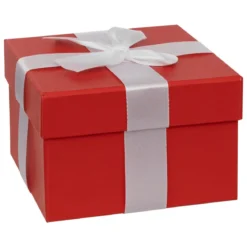 BOITE CADEAU ROUGE ET BLANC D.15X15X12CM