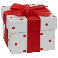 BOITE CADEAU ROUGE ET BLANC D.13X13X11CM