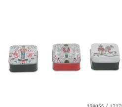 BOITE CADEAU 7X7X4CM METAL MOTIF CASSE NOISETTE