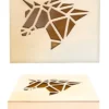 BOITE EN BOIS DECOUPE ORIGAMI LICORNE 11.3 X 11.3 X 5CM