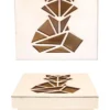 BOITE EN BOIS DECOUPE ORIGAMI RENARD 11.3 X 11.3 X 5CM