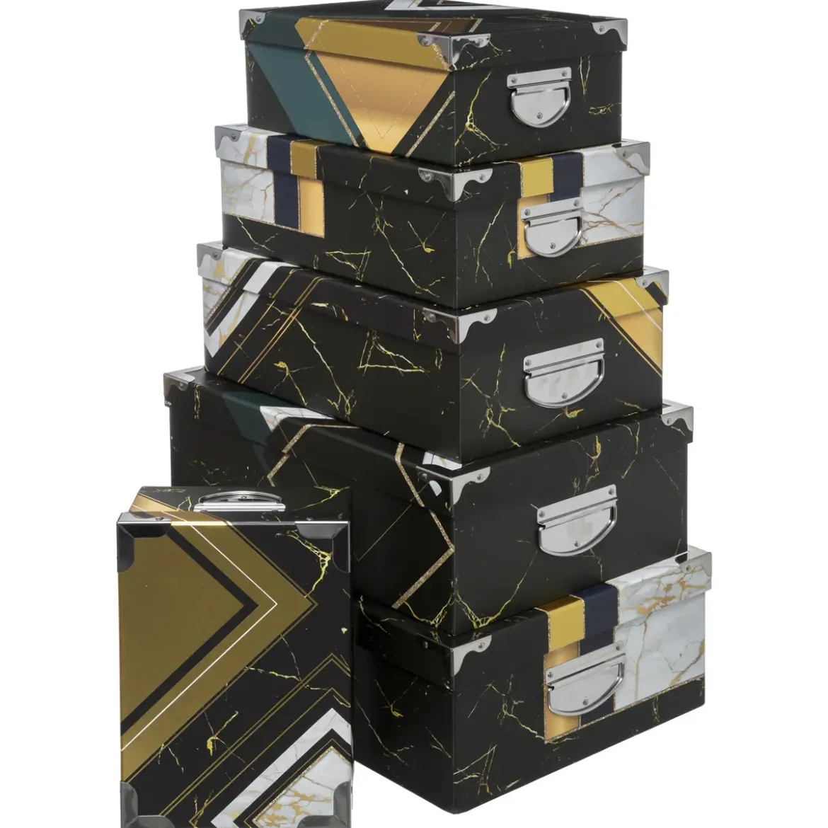 BOITE RECTANGLE GEOMETRIQUE NOIR D.44X31X15CM