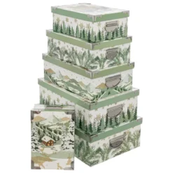BOITE RECTANGLE GIVRE D HIVER D.32X21.5X11.8CM