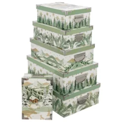 BOITE RECTANGLE GIVRE D HIVER D.32X21.5X11.8CM
