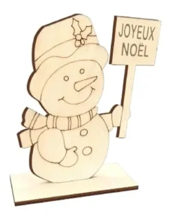 BONHOMME DE NEIGE BOIS A ASSEMBLER 14.6X11X0.4CM