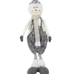 BONHOMME DE NEIGE GRIS BLANC EXTENSIBLE H72CM