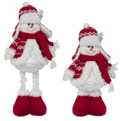 BONHOMME NEIGE JAMBES EXTENSIBLES ROUGE ET BLANC H.44 CM