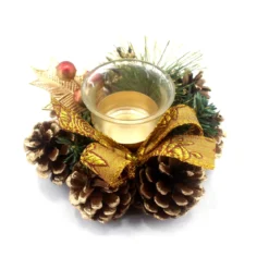 BOUGEOIR GARNI HOUX DORE SAPIN D.15CM
