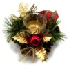 BOUGEOIR GARNI TARTAN ET DORE D.15CM