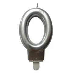 BOUGIE ANNIVERSAIRE CHIFFRE 0 H.7.5CM ARGENT