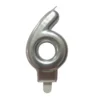 BOUGIE ANNIVERSAIRE CHIFFRE 6 H.7.5CM ARGENT