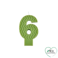 BOUGIE ANNIVERSAIRE CHIFFRE 6 CIRE D ABEILLE H.8CM VERT