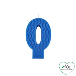 BOUGIE ANNIVERSAIRE CHIFFRE 0 CIRE D ABEILLE H.8CM BLEU