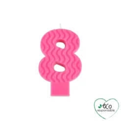 BOUGIE ANNIVERSAIRE CHIFFRE 8 CIRE D ABEILLE H.8CM ROSE