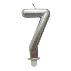 BOUGIE ANNIVERSAIRE CHIFFRE 7 H.7.5CM ARGENT