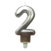 BOUGIE ANNIVERSAIRE CHIFFRE 2 H.7.5CM ARGENT