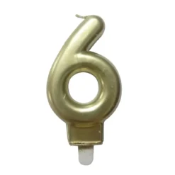 BOUGIE ANNIVERSAIRE CHIFFRE 6 H.7.5CM OR