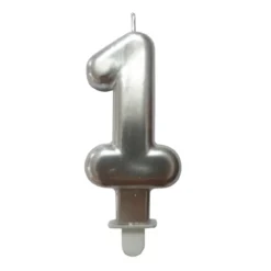 BOUGIE ANNIVERSAIRE CHIFFRE 1 H.7.5CM ARGENT