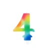 BOUGIE ANNIVERSAIRE CHIFFRE 4 AVEC SUPPORT H.9CM ARC EN CIEL