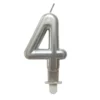 BOUGIE ANNIVERSAIRE CHIFFRE 4 H.7.5CM ARGENT